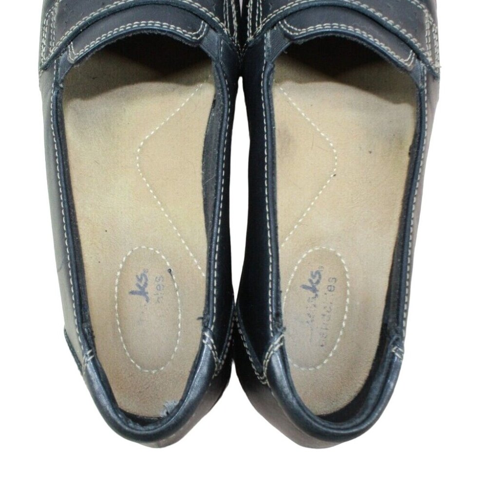 Clarks Black Leather Comfort Cushioned Slip On Loafer Shoes Size 7.5 M - Picture 6 of 9